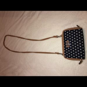 Blue white pokadot purse